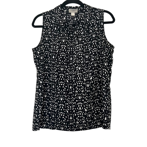 Loft Black & White Speckled Sleeveless Blouse - Picture 1 of 4
